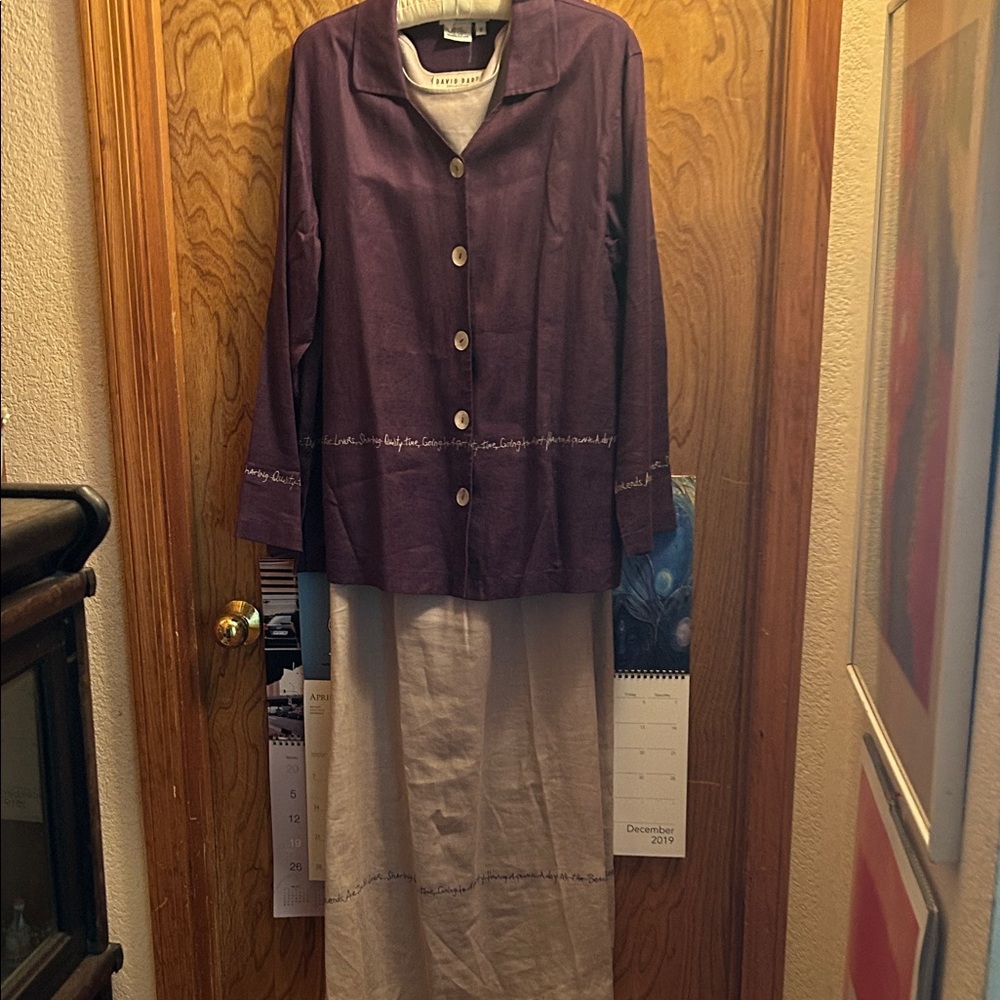 Purple Button-Up Jacket “weekends are for lovers ” embroidered in Beige.